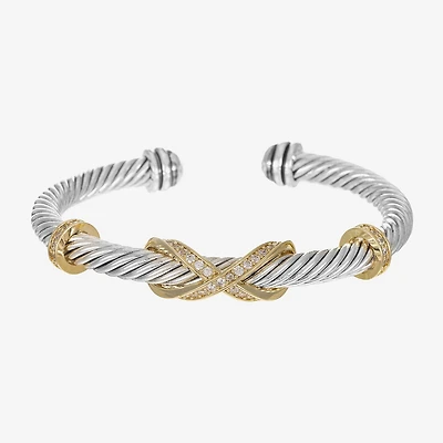 Sparkle Allure Rope Twist Womens Cubic Zirconia 14K Gold Over Brass Pure Silver Over Brass Infinity Bangle Bracelet