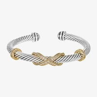 Sparkle Allure Rope Twist Womens Cubic Zirconia 14K Gold Over Brass Pure Silver Over Brass Infinity Bangle Bracelet