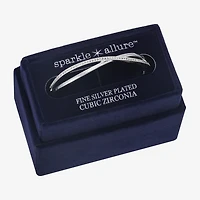 Sparkle Allure Crossover Womens Cubic Zirconia Pure Silver Over Brass Round Bangle Bracelet