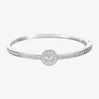 Sparkle Allure Halo Womens Cubic Zirconia Pure Silver Over Brass Round Bangle Bracelet