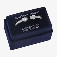 Sparkle Allure Cuff Rope Twist Womens Cubic Zirconia Pure Silver Over Brass Round Bangle Bracelet