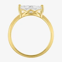 Womens Lab Created White Sapphire 14K Gold Over Silver Marquise Solitaire Cocktail Ring