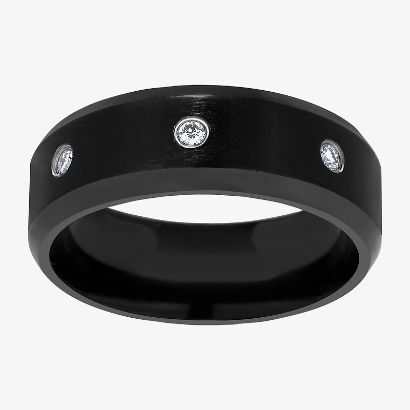 (F / Si2) Mens 8MM 1/10 CT. T.W. Lab Grown White Diamond Platinum Wedding Band