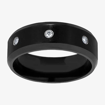(F / Si2) Mens 8MM 1/10 CT. T.W. Lab Grown White Diamond Platinum Wedding Band