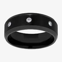 (F / Si2) Mens 8MM 1/10 CT. T.W. Lab Grown White Diamond Platinum Wedding Band