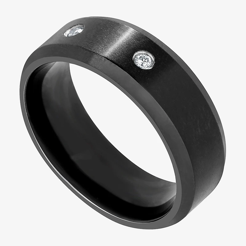 (F / Si2) Mens 8MM 1/10 CT. T.W. Lab Grown White Diamond Platinum Wedding Band