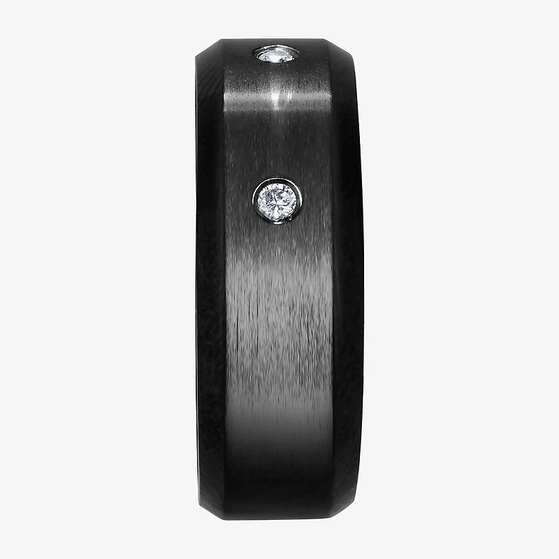 (F / Si2) Mens 8MM 1/10 CT. T.W. Lab Grown White Diamond Platinum Wedding Band