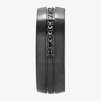 (F / Si2) Mens 8MM 1/3 CT. T.W. Genuine Black Diamond Platinum Wedding Band