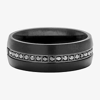 (F / Si2) Mens 8MM 1/3 CT. T.W. Genuine Black Diamond Platinum Wedding Band