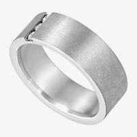 (F / Si2) Mens 8MM 1/10 CT. T.W. Lab Grown White Diamond Platinum Wedding Band
