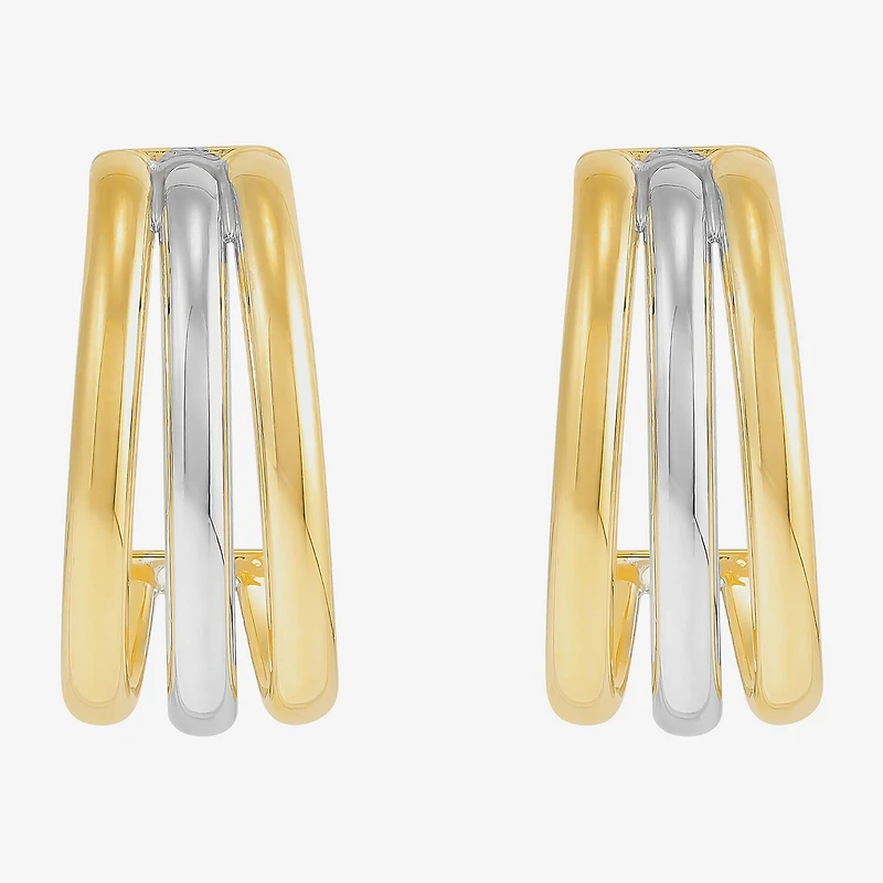 Silver Addiction Womens 14K Two Tone Gold Over Silver Hoop Earrings