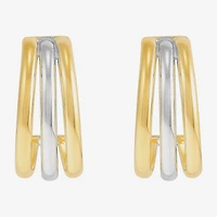 Silver Addiction Womens 14K Two Tone Gold Over Silver Hoop Earrings