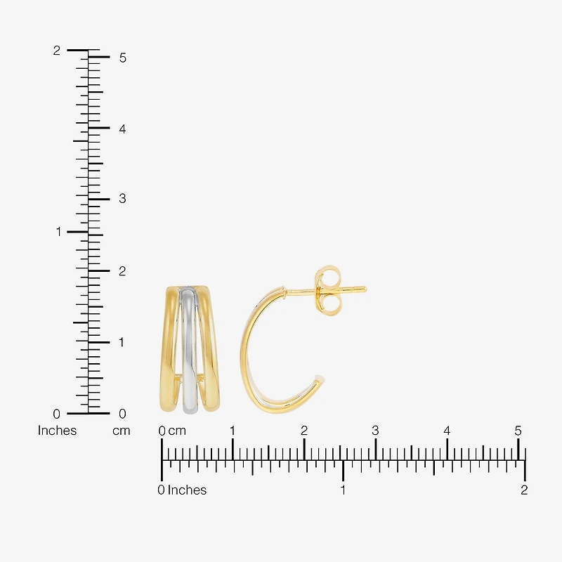 Silver Addiction Womens 14K Two Tone Gold Over Silver Hoop Earrings