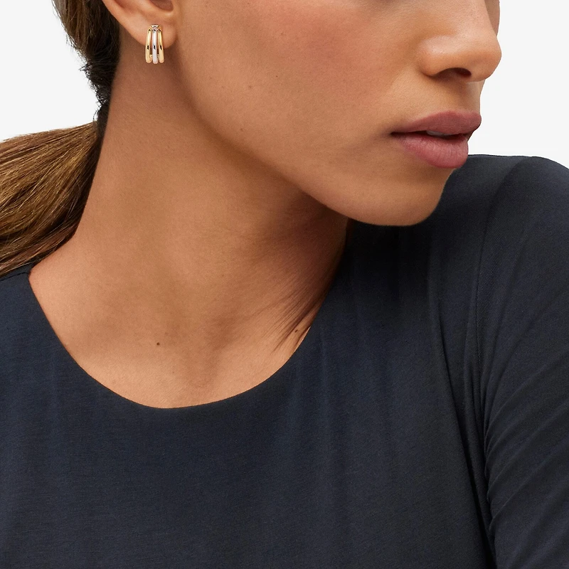 Silver Addiction Womens 14K Two Tone Gold Over Silver Hoop Earrings