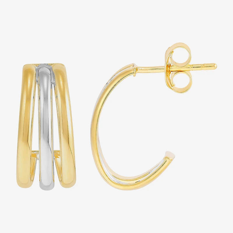 Silver Addiction Womens 14K Two Tone Gold Over Silver Hoop Earrings