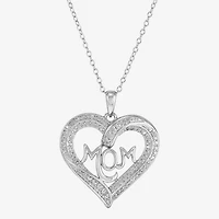 Diamonart Womens White Cubic Zirconia Sterling Silver Heart 16 Inch Pendant Necklace