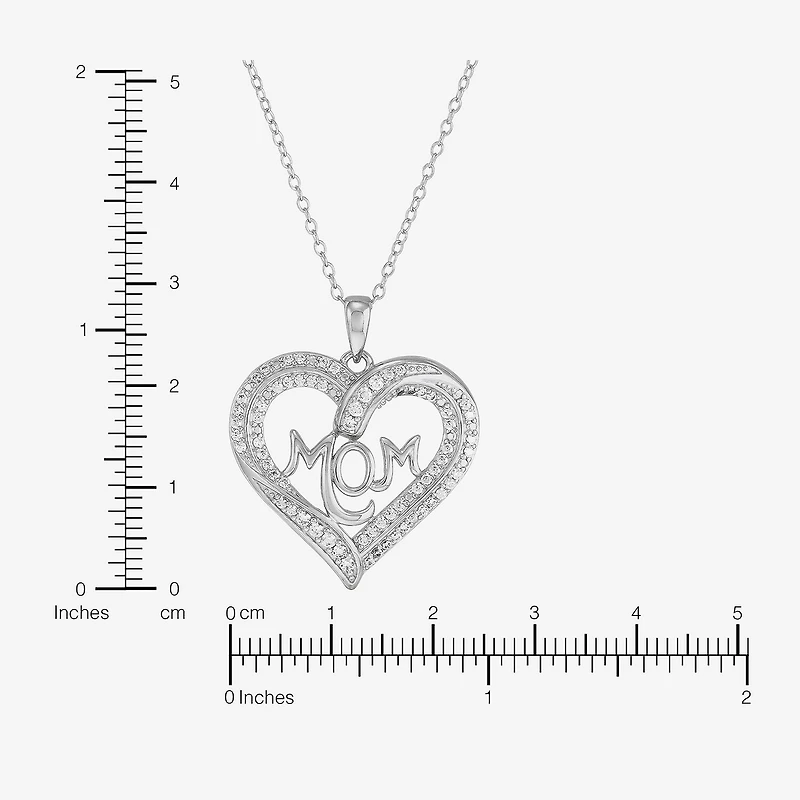 Diamonart Womens White Cubic Zirconia Sterling Silver Heart 16 Inch Pendant Necklace