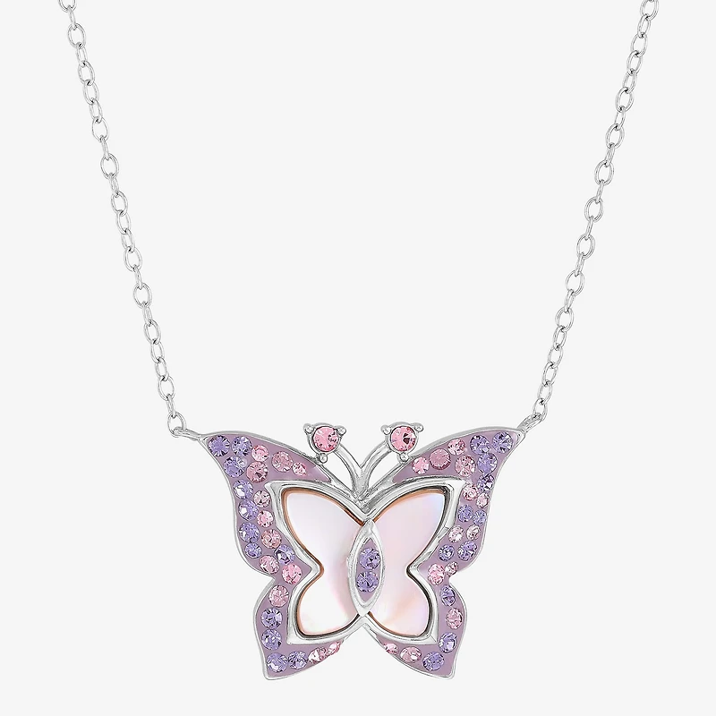 Butterfly Womens Genuine Pink Sterling Silver Butterfly 18 Inch Pendant Necklace