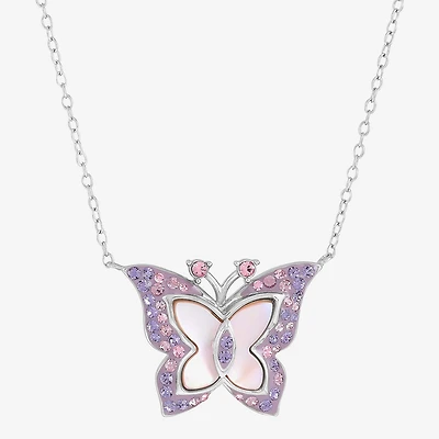Butterfly Womens Genuine Pink Sterling Silver Butterfly 18 Inch Pendant Necklace