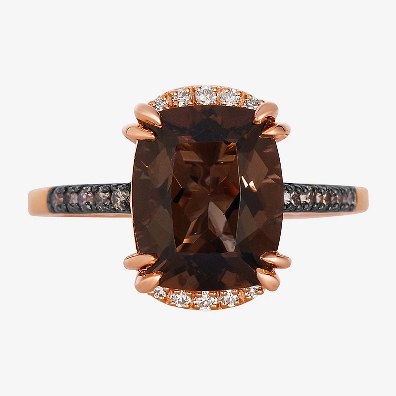 Le Vian Ring featuring 3 1/5 cts. Chocolate Quartz®, 1/20 Nude Diamonds™, 1/8 Diamonds® set 14K Strawberry Gold®