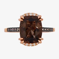 Le Vian Ring featuring 3 1/5 cts. Chocolate Quartz®, 1/20 Nude Diamonds™, 1/8 Diamonds® set 14K Strawberry Gold®