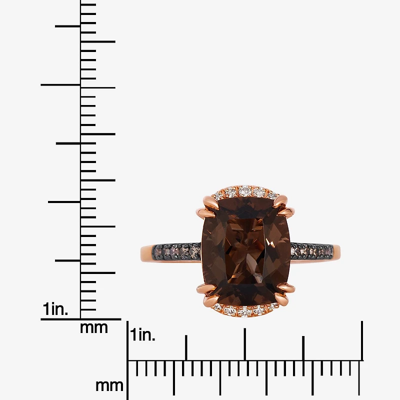 Le Vian Ring featuring 3 1/5 cts. Chocolate Quartz®, 1/20 Nude Diamonds™, 1/8 Diamonds® set 14K Strawberry Gold®