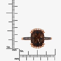 Le Vian Ring featuring 3 1/5 cts. Chocolate Quartz®, 1/20 Nude Diamonds™, 1/8 Diamonds® set 14K Strawberry Gold®