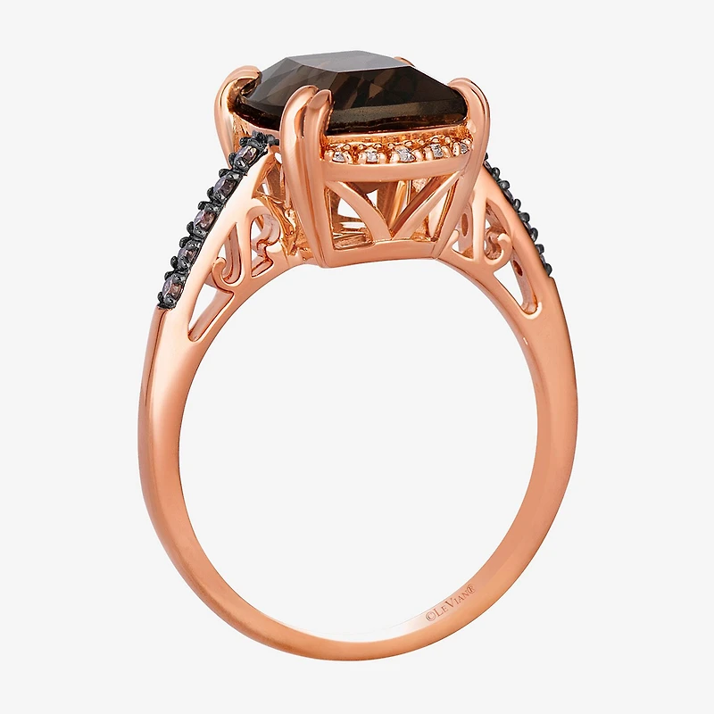 Le Vian Ring featuring 3 1/5 cts. Chocolate Quartz®, 1/20 Nude Diamonds™, 1/8 Diamonds® set 14K Strawberry Gold®