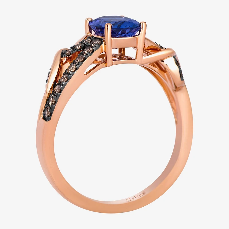 Le Vian Chocolatier® Ring featuring 1 cts. Blueberry Tanzanite®, 1/4 Chocolate Diamonds® set 14K Strawberry Gold®