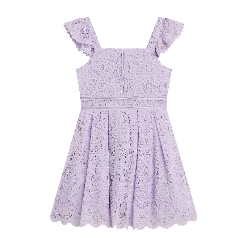 Byer California Big Kid Girls Short Sleeve Flutter A-Line Dress
