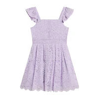 Byer California Big Kid Girls Short Sleeve Flutter A-Line Dress