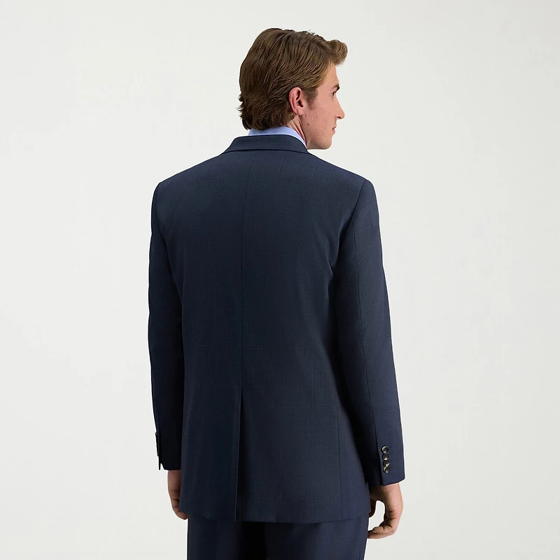 Haggar JMH Sharkskin Mens Stretch Fabric Classic Fit Windowpane Suit Jacket