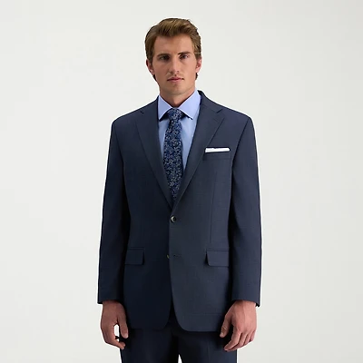 Haggar JMH Sharkskin Mens Stretch Fabric Classic Fit Windowpane Suit Jacket