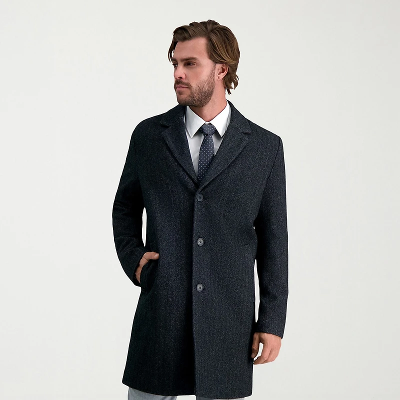 Haggar Brushed Herringbone Mens Midweight Topcoat Coat