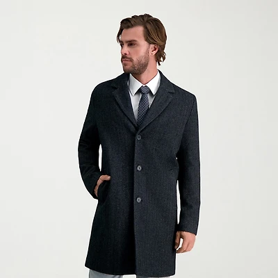 Haggar Brushed Herringbone Mens Midweight Topcoat Coat