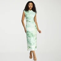Premier Amour Womens Mock Neck Sleeveless Floral Sheath Dress