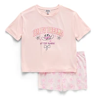 Dream Big Peace Out Little & Kid Girls Crew Neck Short Sleeve 2-pc. Pajama Set
