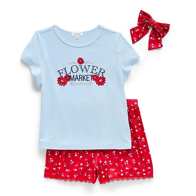 Btween Little & Big Kid Girls Round Neck Short Sleeve 2-pc. Pajama Set