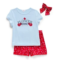 Btween Little & Big Kid Girls Round Neck Short Sleeve 2-pc. Pajama Set