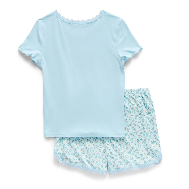 Btween Little & Big Kid Girls Round Neck Short Sleeve 2-pc. Pajama Set