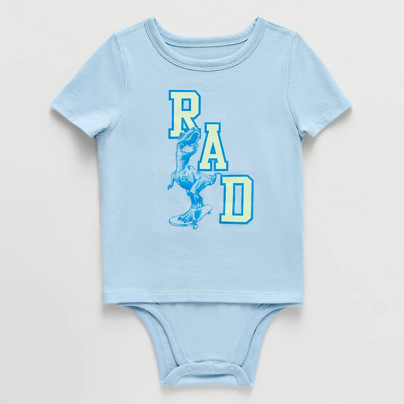 Okie Dokie Toddler Boys Hidden Access Opening Adaptive Round Neck Short Sleeve Bodysuit