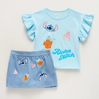 Disney Collection Little & Big Kid Girls Lilo Stitch Skort Set
