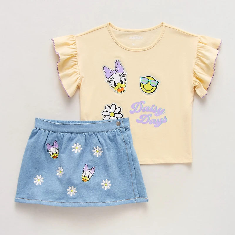 Disney Collection Little & Big Kid Girls Daisy Duck Skort Set