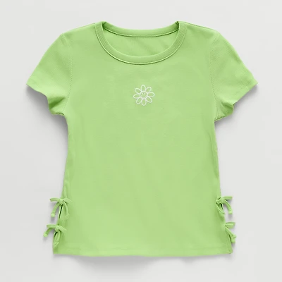 Thereabouts Little & Big Kid Girls Crew Neck Short Sleeve Embroidered T-Shirt
