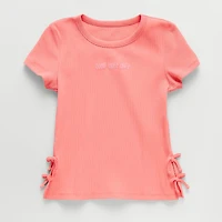Thereabouts Little & Big Kid Girls Crew Neck Short Sleeve Embroidered T-Shirt