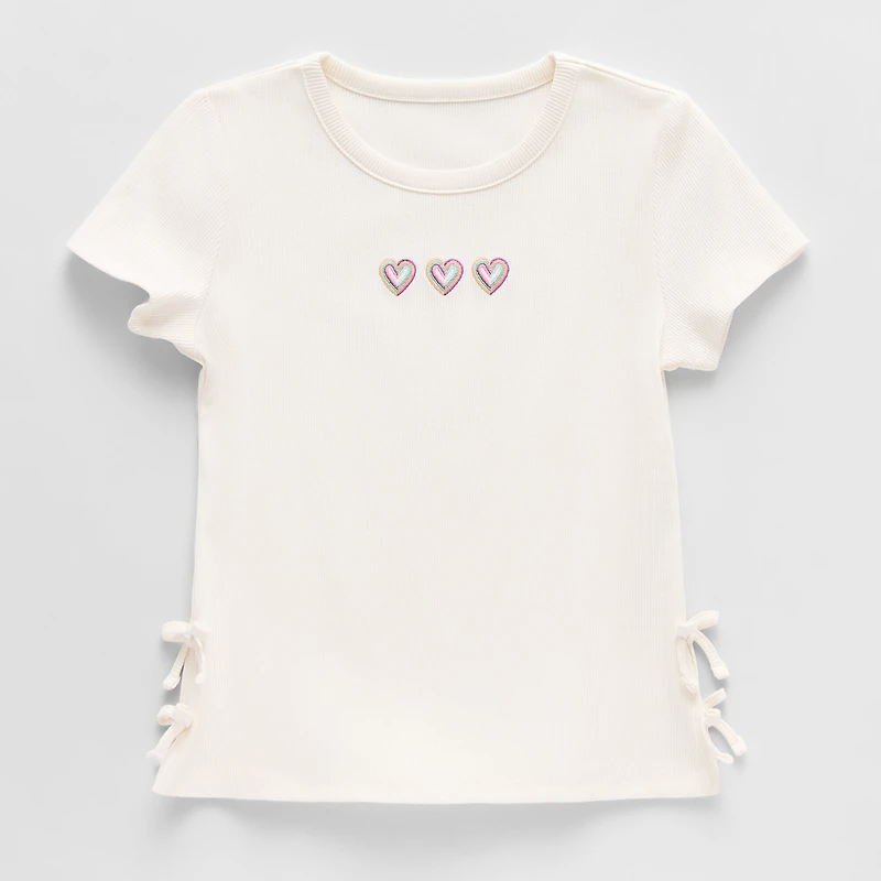 Thereabouts Little & Big Kid Girls Crew Neck Short Sleeve Embroidered T-Shirt