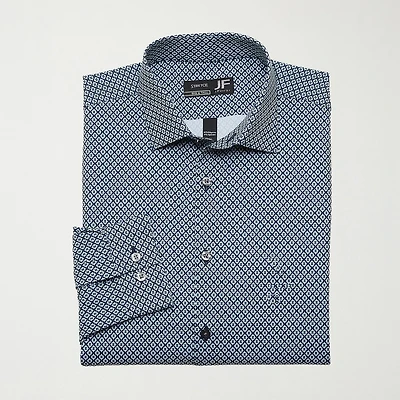 J. Ferrar Big and Tall Mens Regular Fit Easy Care Stretch Fabric Long Sleeve Dress Shirt