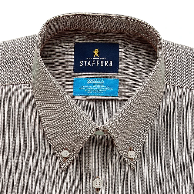 Stafford Mens Regular Fit Easy-on + Easy-off Sensory Friendly Adaptive Stretch Fabric Wrinkle Free Long Sleeve Dress Shirt
