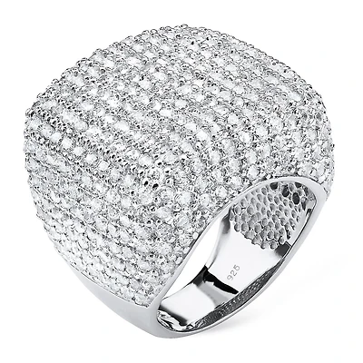 Womens Cubic Zirconia Sterling Silver Cocktail Ring
