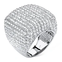 Womens Cubic Zirconia Sterling Silver Cocktail Ring
